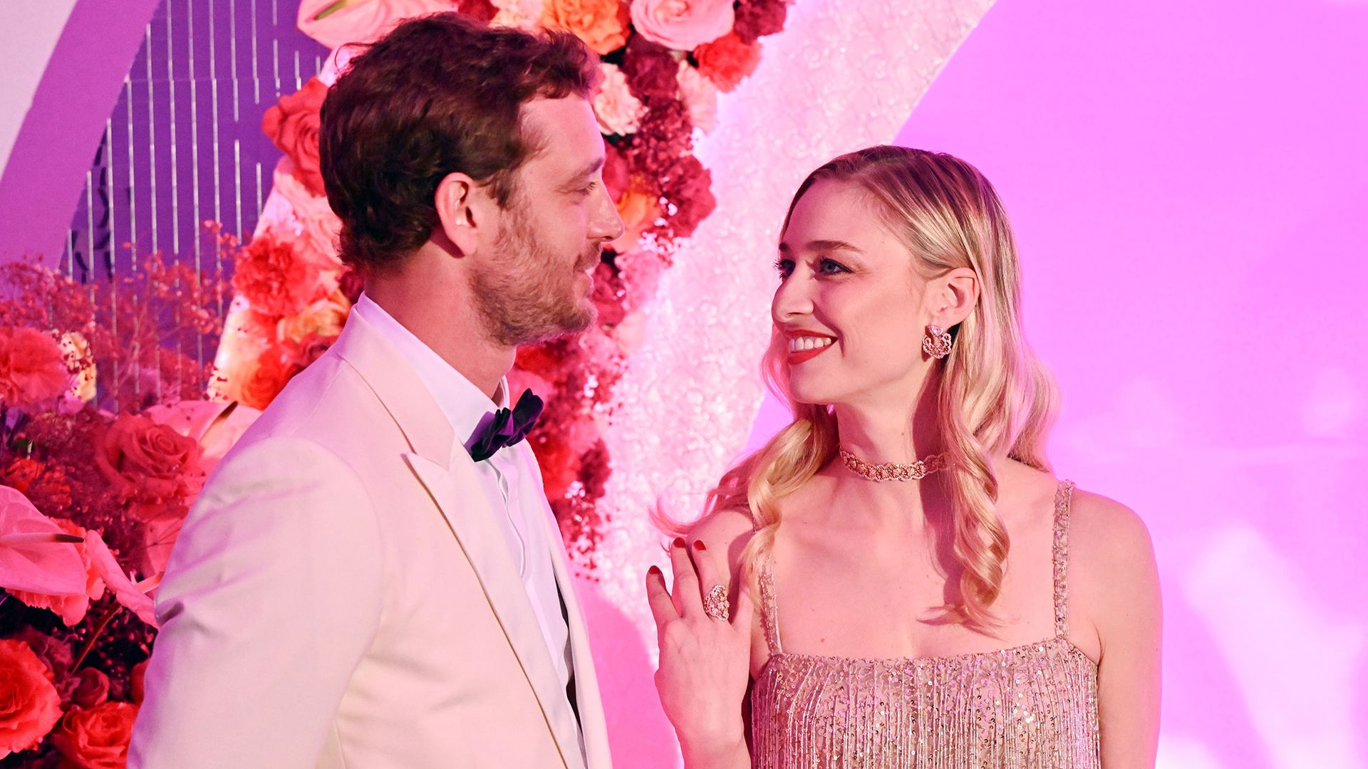 Beatrice Borromeo is a golden goddess in shimmering Dior gown