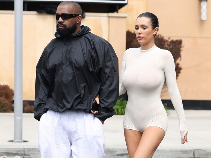 Bianca Censori in Revealing Outfit with Kanye West at Cheesecake Factory