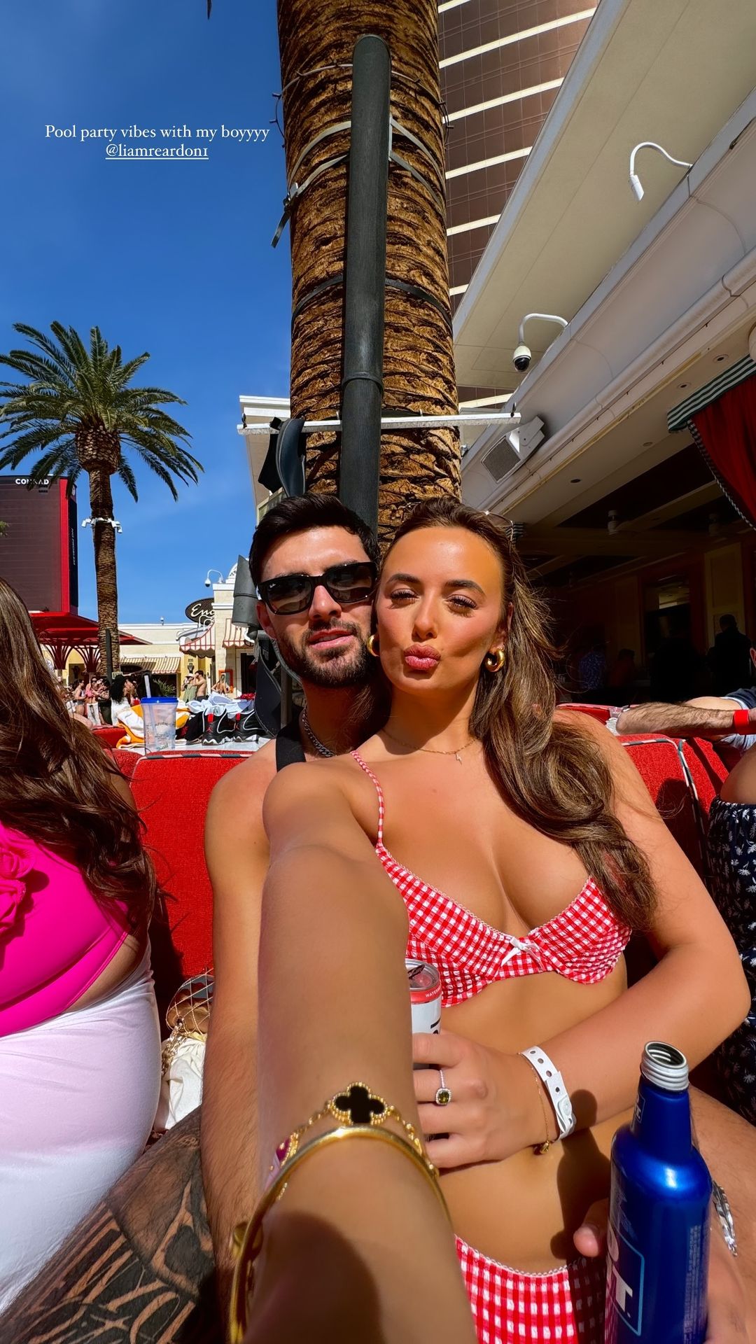 Inside Millie Court and Liam Reardon’s sunny Las Vegas holiday as she strips to a bikini for boozy pool party