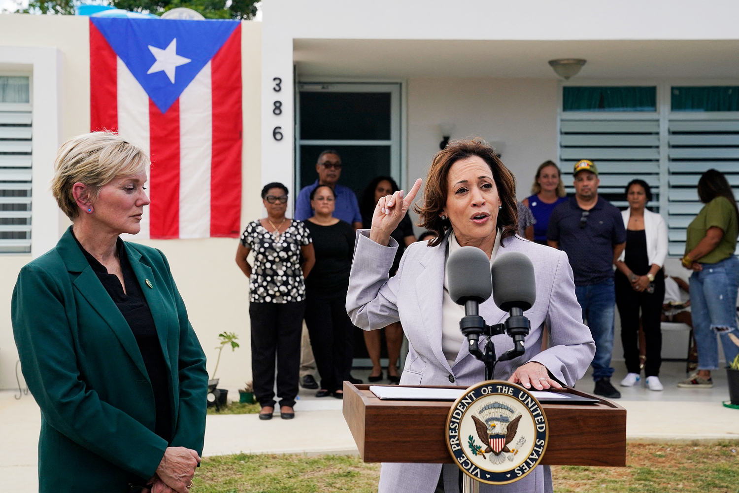 Kamala Harris visits Puerto Rico for first time as vice president