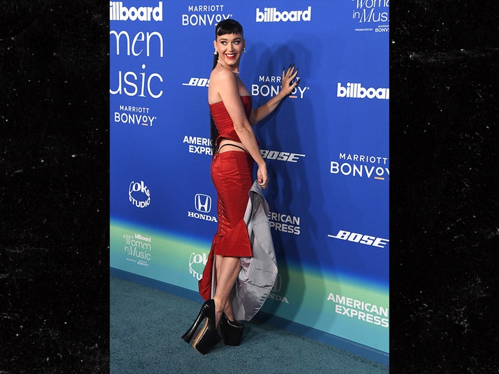 Katy Perry Wears Sexy Laced-Up Red Dress, Exposes Butt in G-String