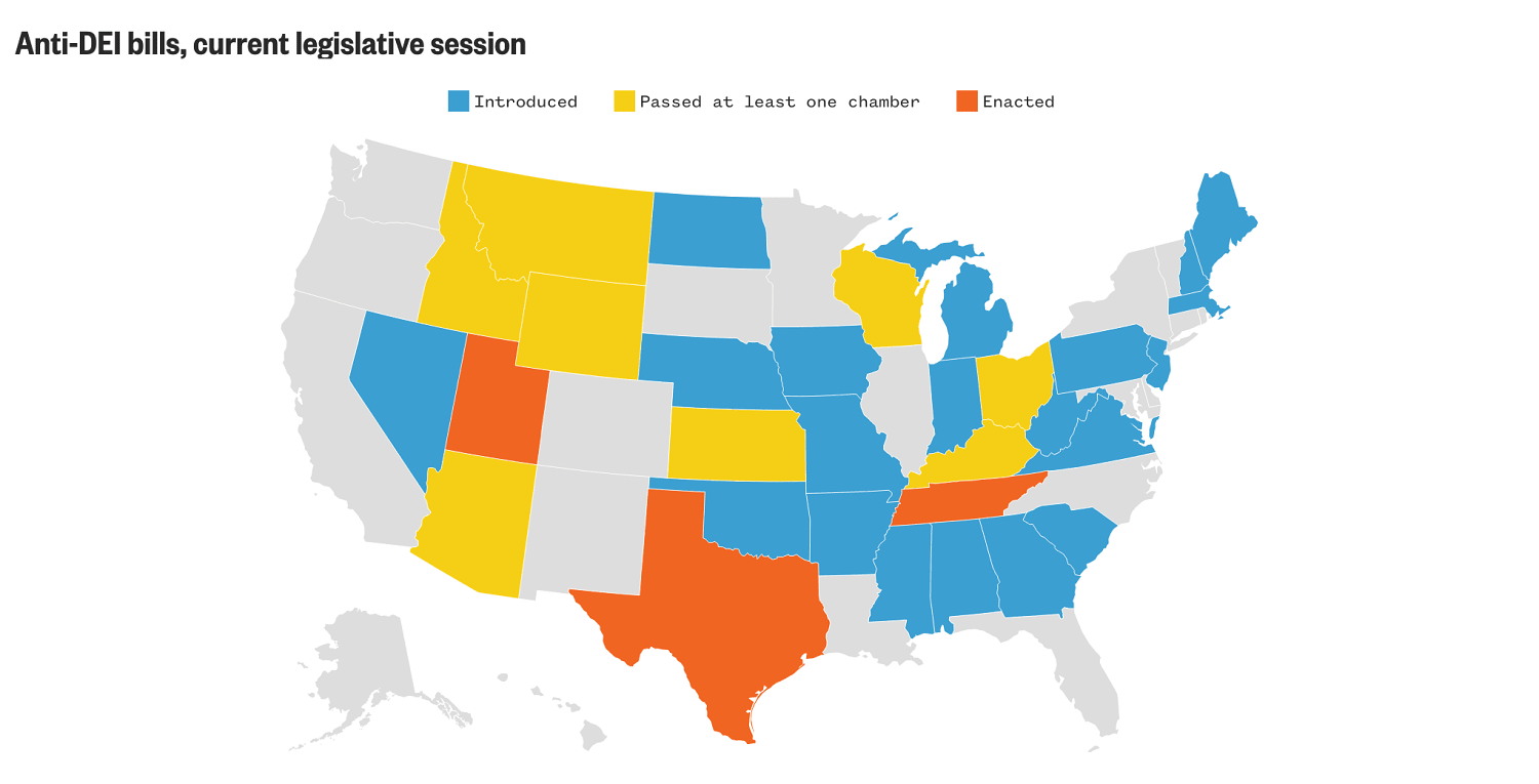 Map: See which states have introduced or passed anti-DEI bills