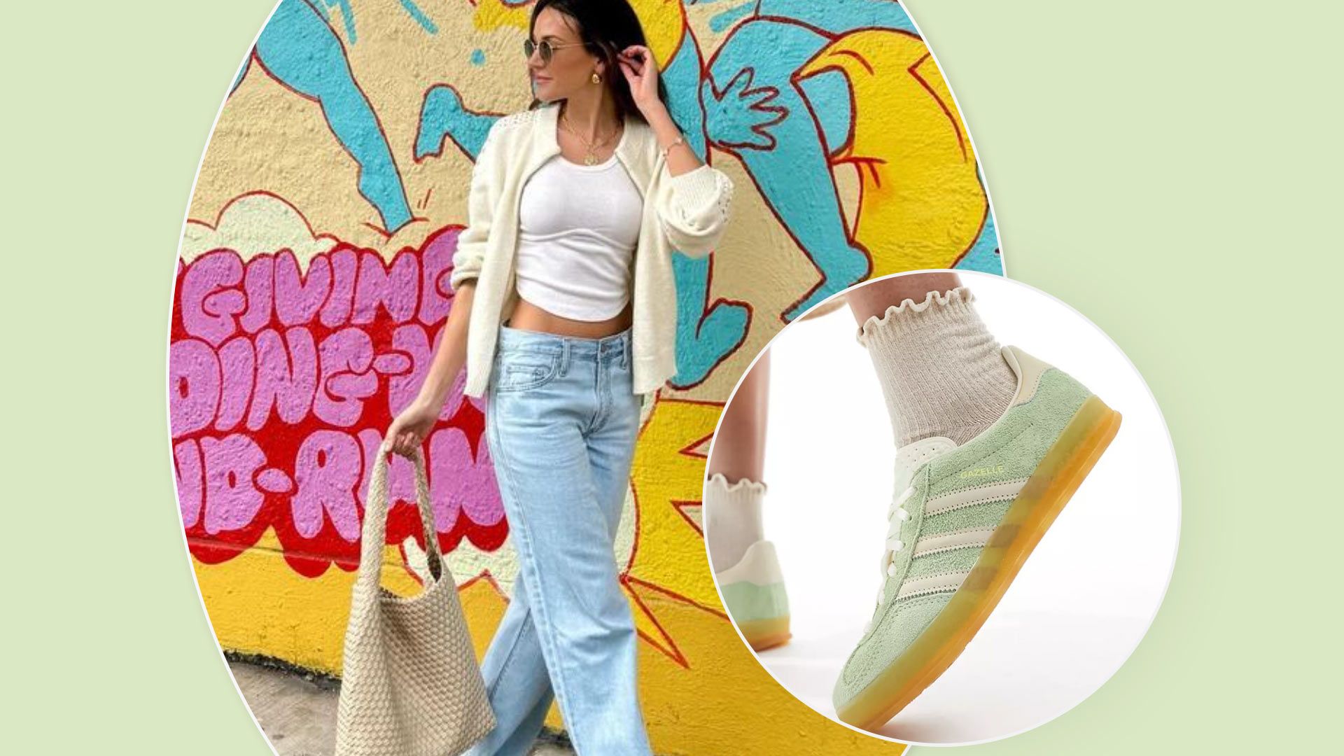 Michelle Keegan wore a pair of pistachio green Adidas Gazelle trainers so I ordered a very similar pair (oh, and they’re on sale)