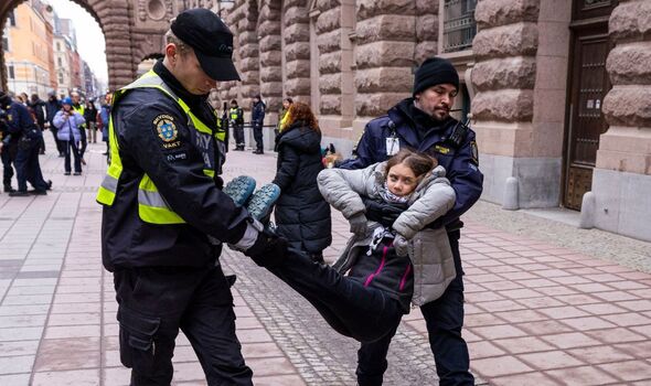 Shocking moment Greta Thunberg dragged away by police after five-day protest