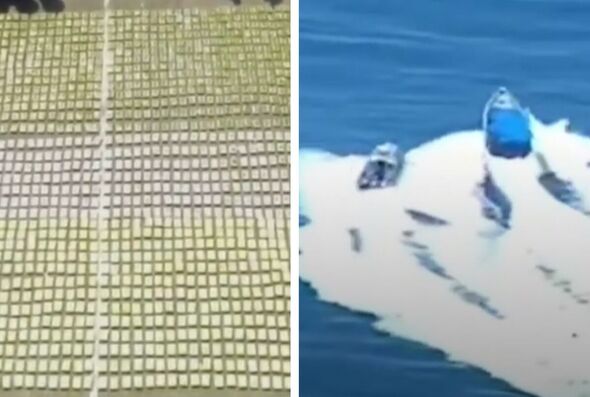 Staggering video shows huge £90m pile of cocaine seized by navy