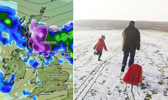 UK snow forecast: Latest weather maps show 350-mile ice bomb hitting in chilly Polar blast