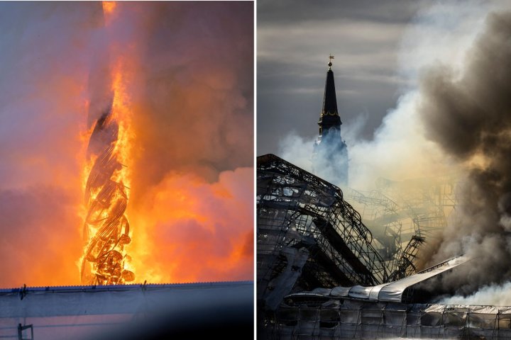 Copenhagen fire: Inferno hits historic stock exchange, toppling iconic spire