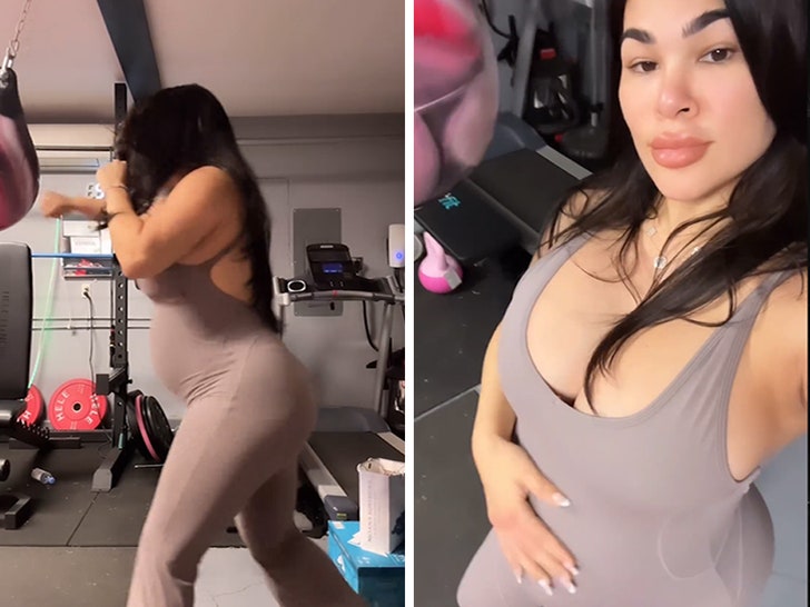 MMA’s Rachael Ostovich Hits Punching Bag, Pregnancy Can’t Stop Me!