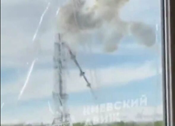 Moment Ukraine TV tower collapses in major city after brutal Russian strike