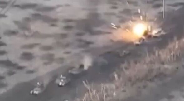 Moment Ukrainian forces wipe out column of Russian tanks in string of precision strikes