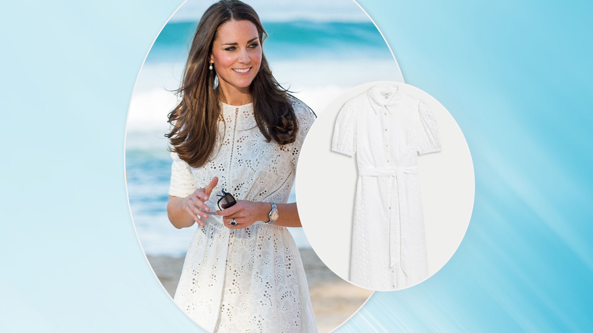 This £59 Marks & Spencer Broderie Anglaise white dress seriously reminds me of Princess Kate’s ‘Roamer’ sun dress