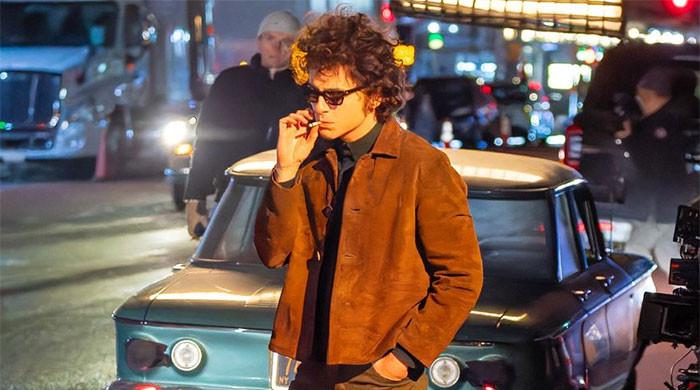 Timothée Chalamet channels Bob Dylan in biopic filming on New Jersey set