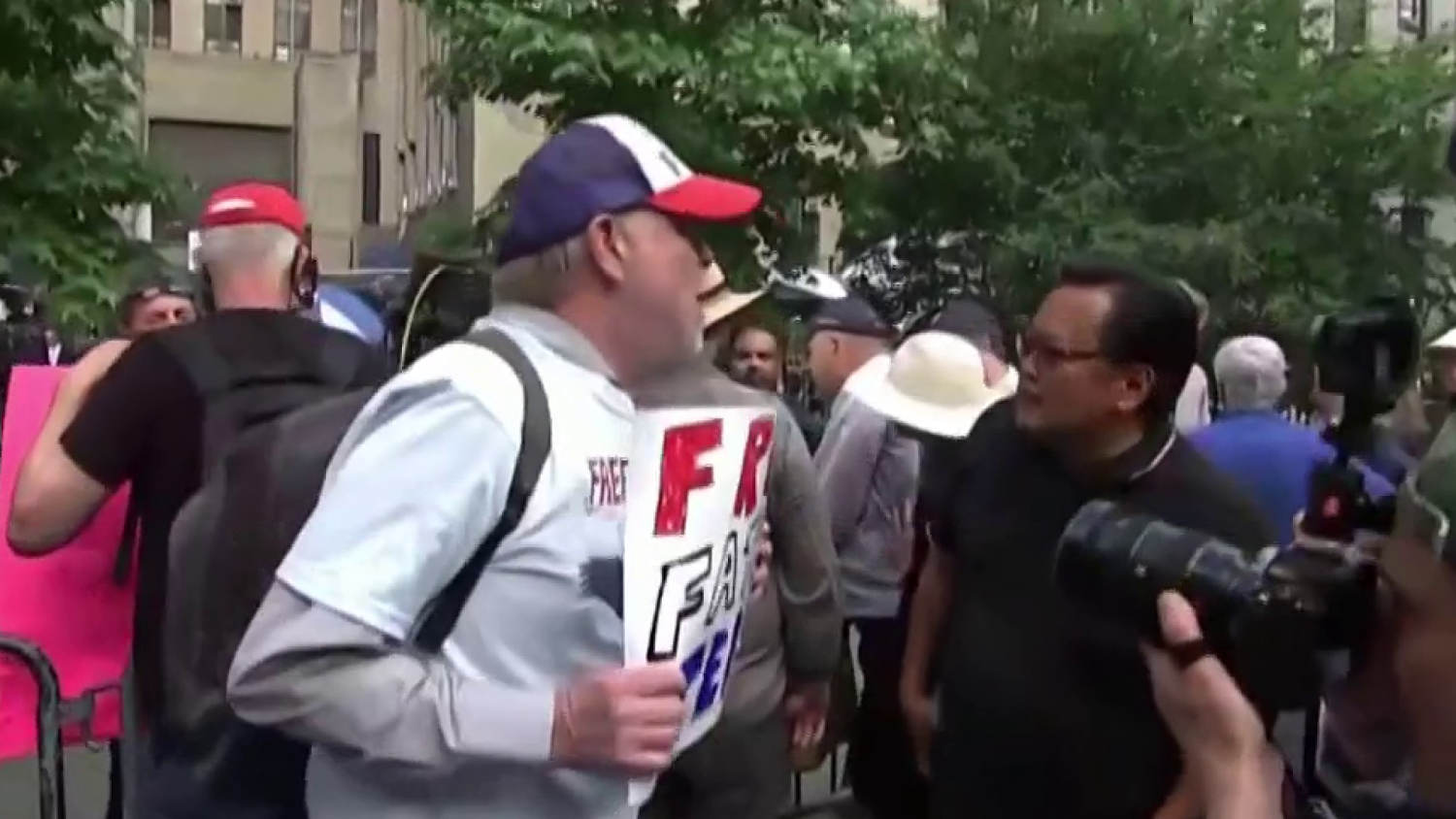 Crowd reacts after Trump found guilty on all counts