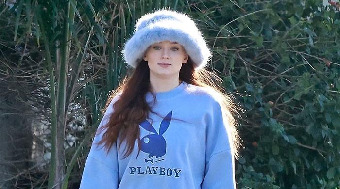 Sophie Turner keeps it casual in playboy sweatshirt with Peregrine Pearson
