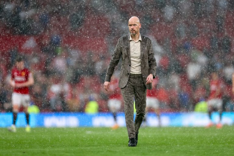 Ten Hag suffers wardrobe malfunction as fans say he ‘needs sacking for that suit’ and Gary Neville points out blunder