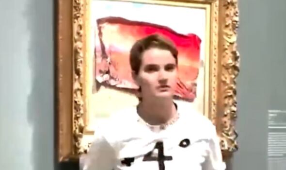 Moment eco activist attacked priceless Claude Monet painting at Paris museum