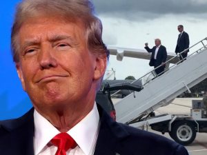 Donald Trump Lands in Milwaukee For RNC, Waves to Military Personnel