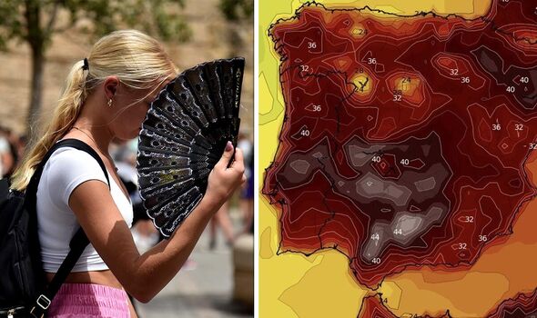 Europe heatwave: British tourists warned as new dark red Spain weather maps hit 46C