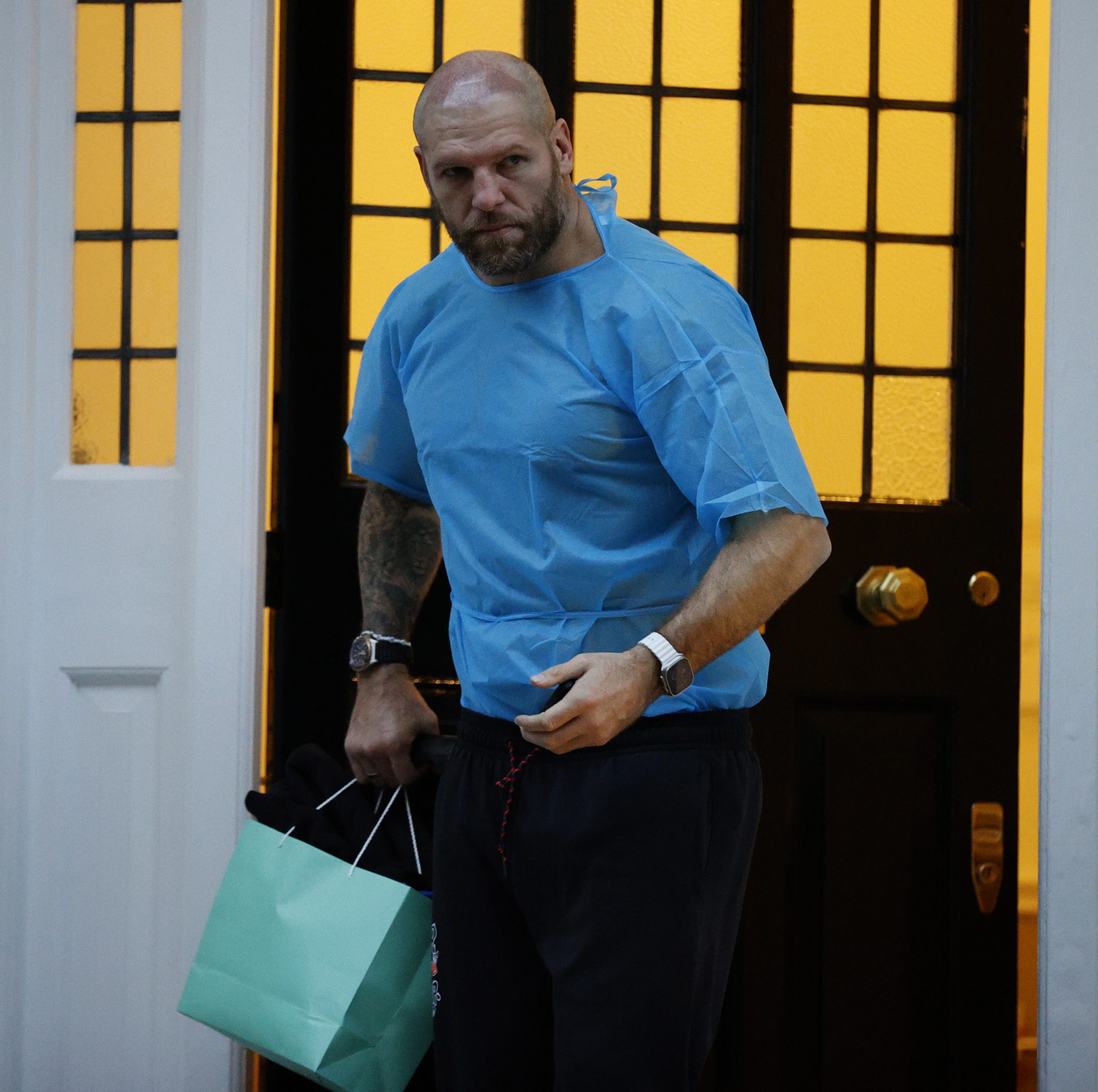 Ex-England rugby ace James Haskell steps shaven-headed from clinic after ‘preventative’ hair transplant