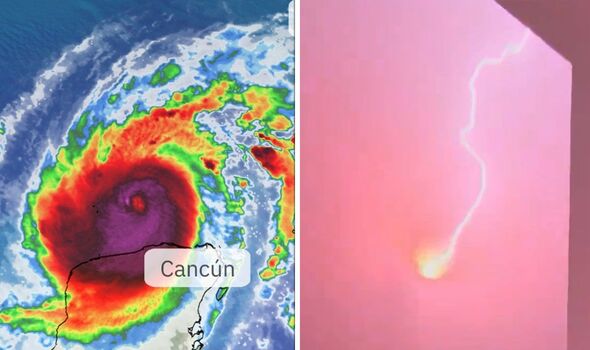 Terrifying moment ‘abnormal’ Hurricane Milton lightning strikes Cancun resort