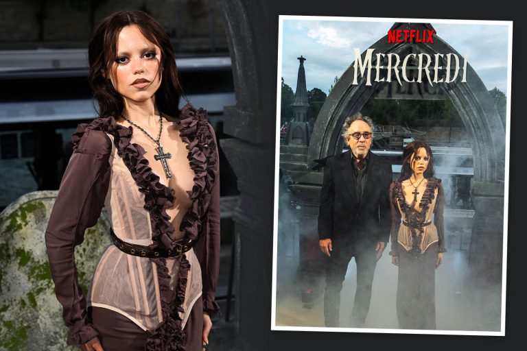 Spooky Jenna Ortega ruffles feathers in frilly dress at Paris premiere of Wednesday season 2
