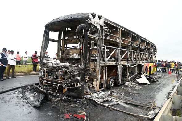 Bus erupts into fireball after horror crash with motorbike – at least 25 killed Bus erupts into fireball after horror crash with motorbike – at least 25 killed