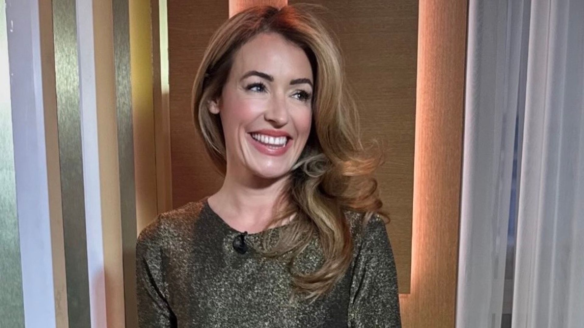 Cat Deeley’s £26 gold metallic Marks & Spencer mini dress is just so perfect for party season
