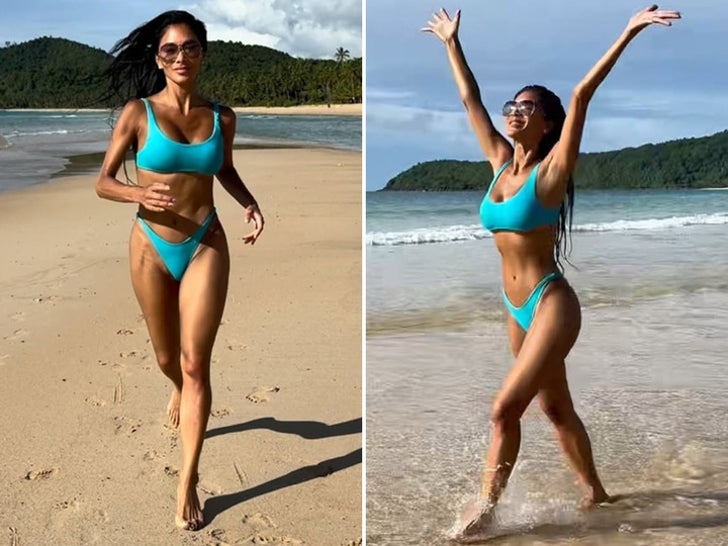 Nicole Scherzinger Stuns in Revealing Blue Bikini!