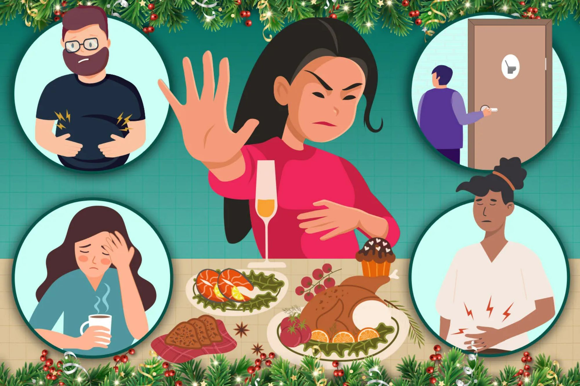A bulging belly and Christmas cramps… the signs of bowel cancer that mask as ‘overeating’ during the festive period