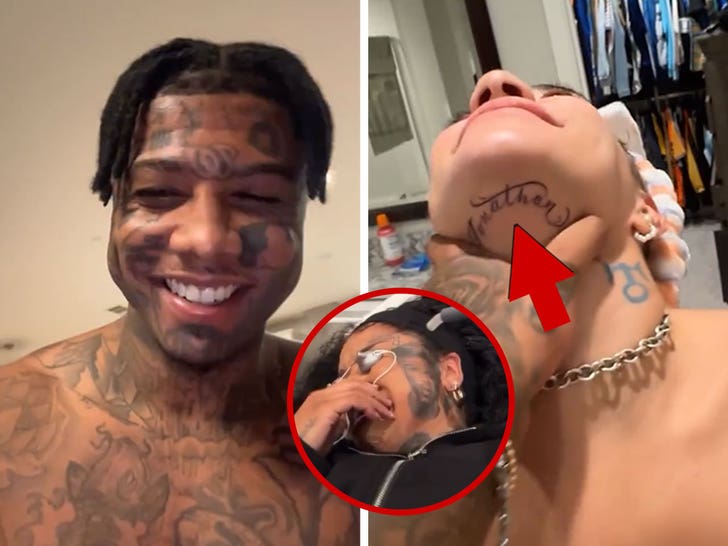 Blueface Shows Off New GF’s Face Tat as Chrisean Lasers Away Hers
