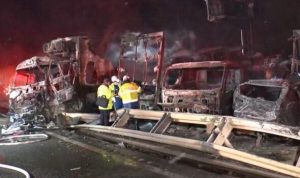 Horror as two killed in massive 50-vehicle pile up on motorway after heavy snow warnings