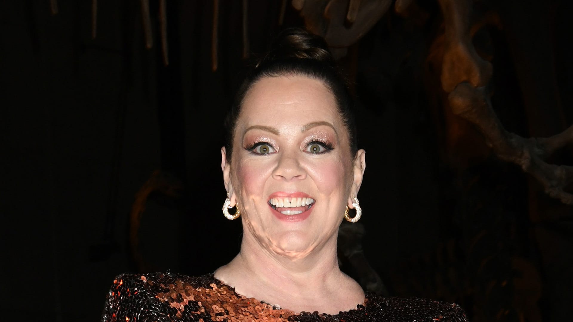 Melissa McCarthy reveals dramatic weight loss in tight sparkly gold gown with husband Ben Falcone on NYC red carpet