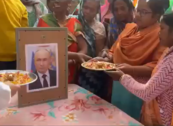 Watch as Putin is hailed like a GOD in India before state visit – as Europe urges tyrant’s pal Modi to plea for peace