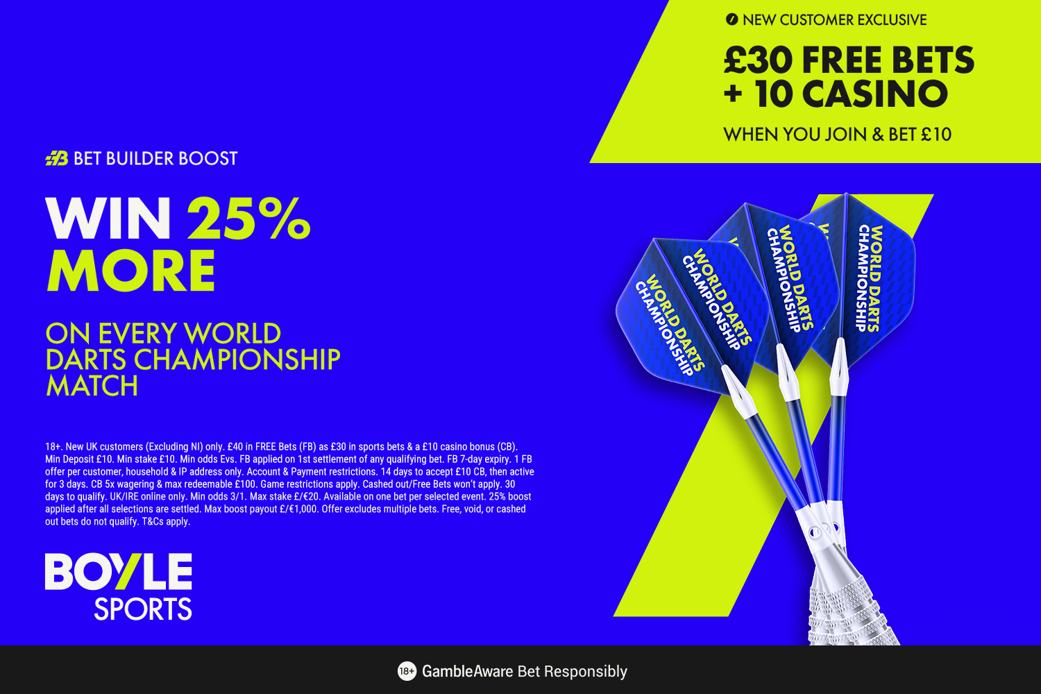 World Darts Championship 2025: Get £30 free bets and £10 casino bonus, plus 25% win boost with BOYLE Sports