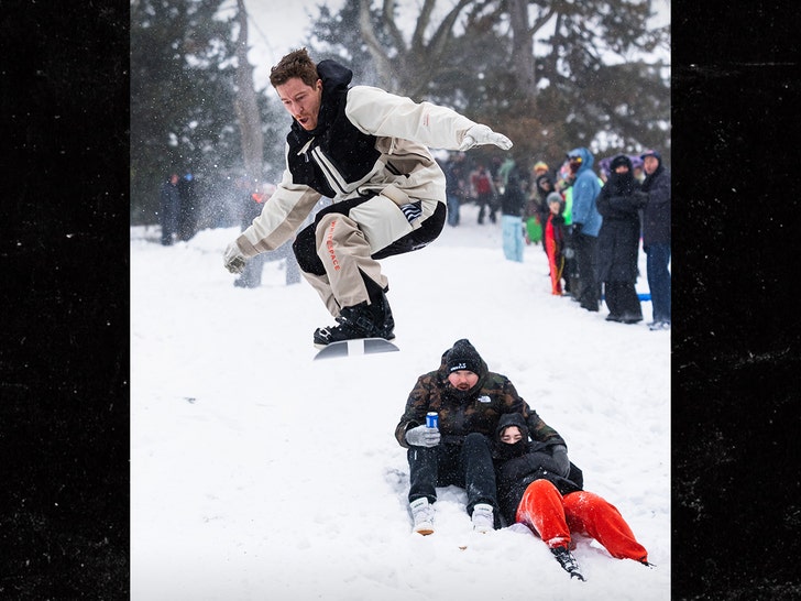 Shaun White Jumps Over Shane Gillis, Chris O’Connor While Snowboarding in Central Park