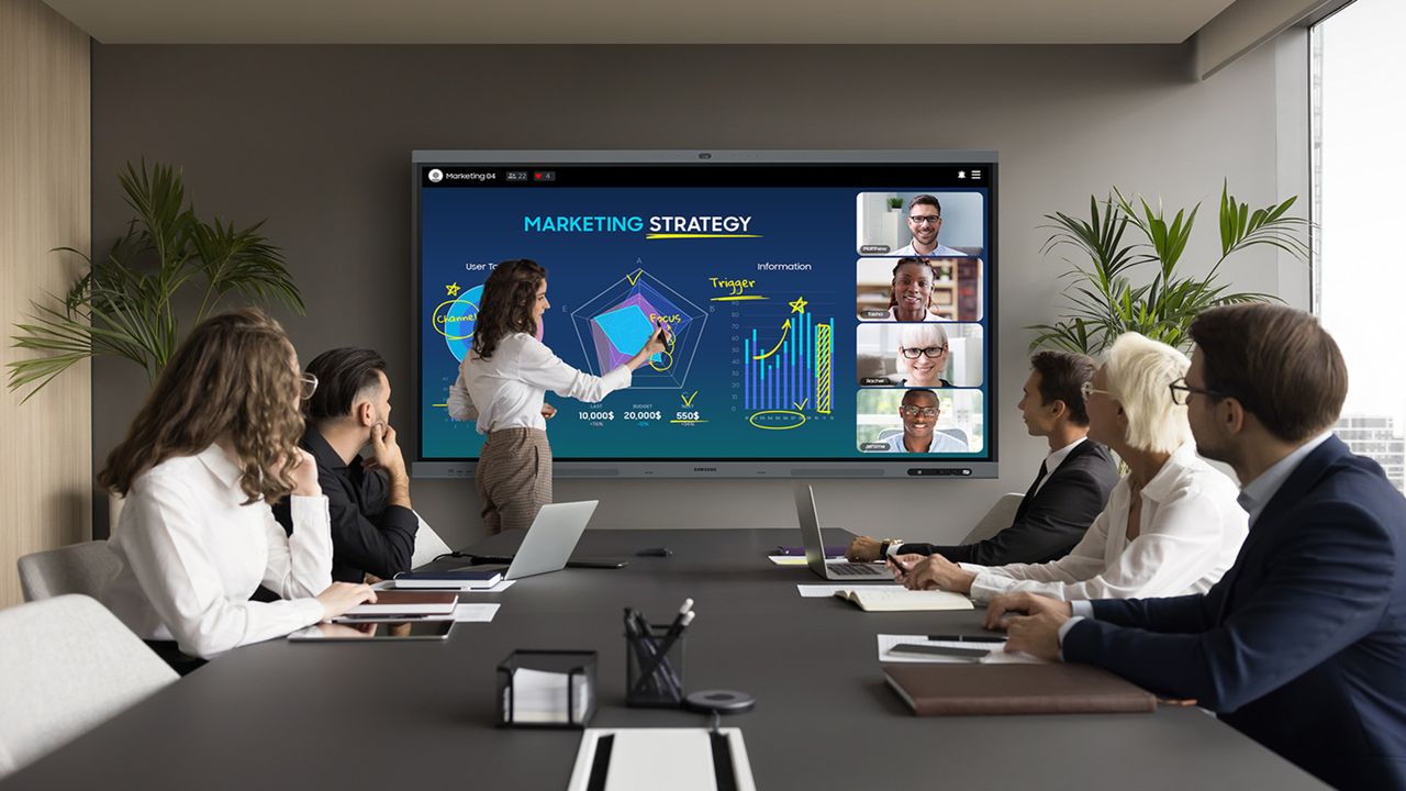 Samsung’s new super-powered meeting room displays want to make your video calls far more interactive, whether you like it or not
