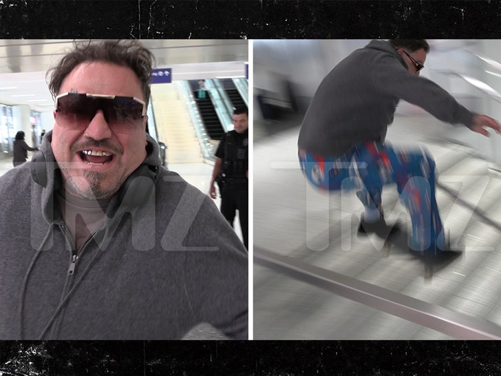Bam Margera Tries to Ollie Over 8 Stairs at LAX, On Video
