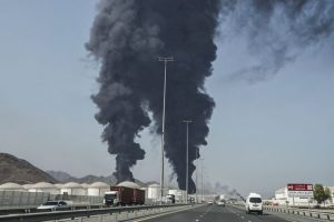 Firestorm as drone attack shuts key Middle Eastern oil port