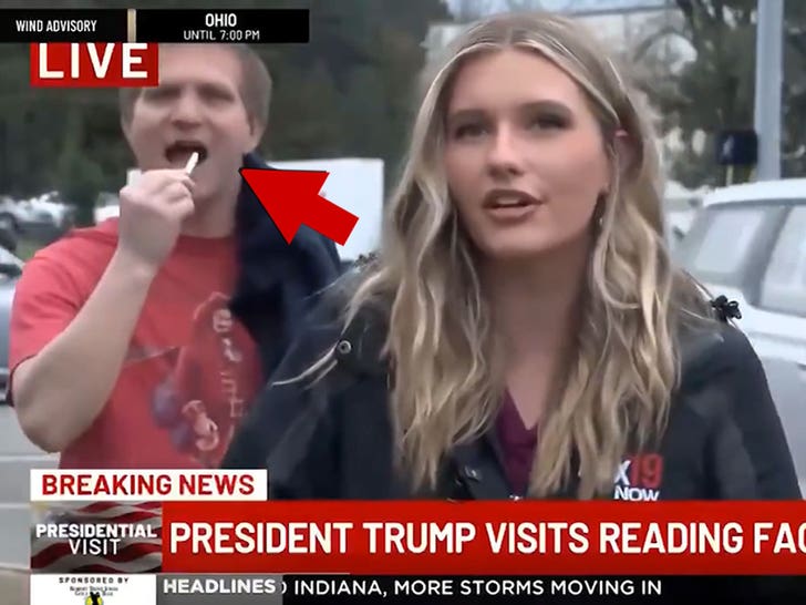 Man Appears to Chew Lit Cigarette on Live TV During Donald Trump’s Ohio Visit