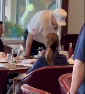 Trump ‘battered and exhausted-looking’ as he struggles into seat after golf session