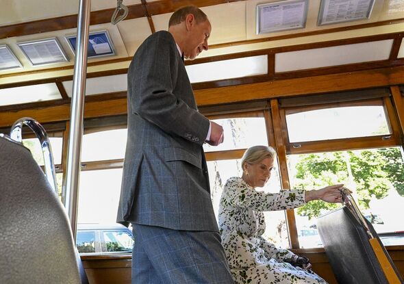Prince Edward and Duchess Sophie stun onlookers as they hop on tram while on tour