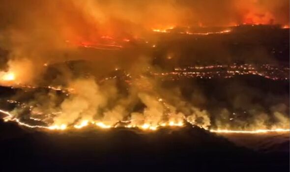 Horror footage shows huge fire ripping through holiday hotspot filled with Brits