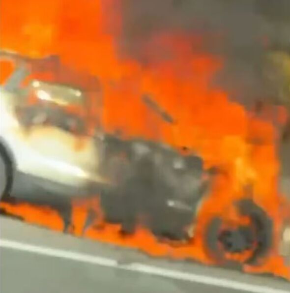 M5 traffic: Firefighters swarm major motorway as car is devoured by flames