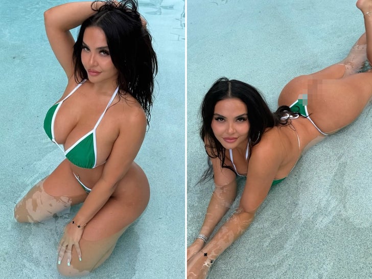 Stella Hudgens Bouncing N’ Behaving In Thong Bikini, Poolside Pics