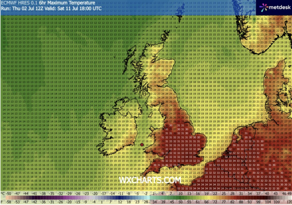 UK heatwave maps go volcanic red as Brits to broil in 9-day 32C scorcher