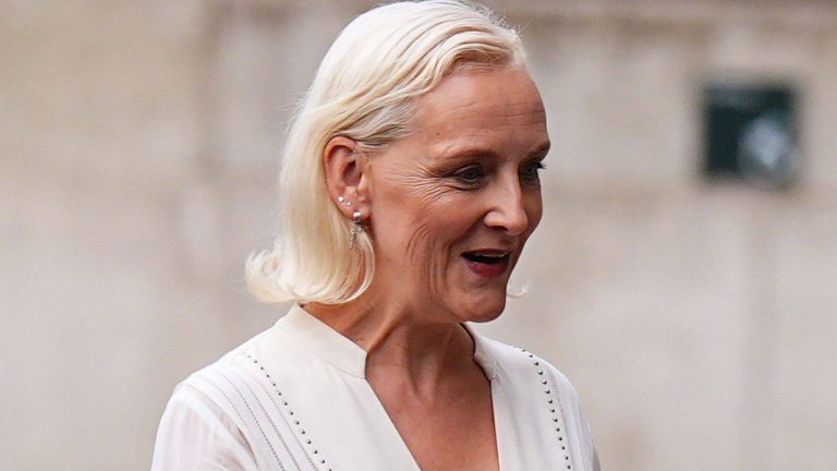 Andy Burnham’s cool-girl wife Marie-France van Heel sizzles in ultra-plunging gown and killer heels