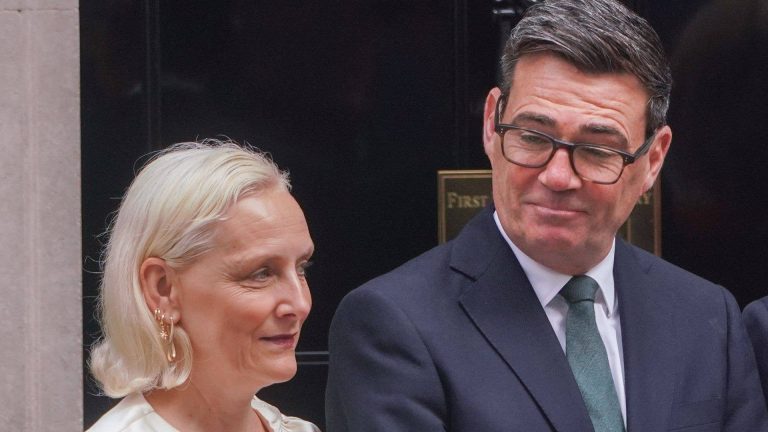 Andy Burnham’s glam wife Marie-France steals the show at No. 10 in high-fashion flares