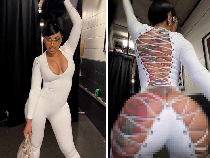Cardi B Rocks Daring Cutout Catsuit for Don Toliver Surprise Performance