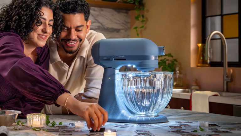 KitchenAid just unveiled its latest Design Series stand mixer, and its glowing, jewel-like glass bowl took my breath away