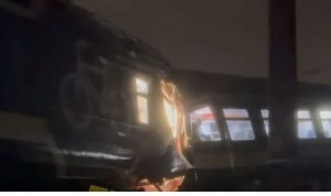 Horror as two trains crash in terrifying smash as passengers scramble out of carriage